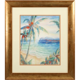Tropical Breeze by Alexa Kelemen, Vintage Framed Lithograph, Signed in Plate