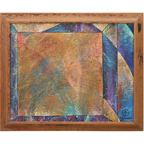 Barry Sharplin, Oil on Board Painting, Abstract "Earth Door Mandala", Signed front and back