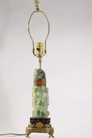 Antique Green Quartz Koros mounted as a Table Lamp