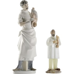 [2] LLADRO Fine Porcelain Doctor Holding Infant; Murano Art Glass Doctor Holding Infant