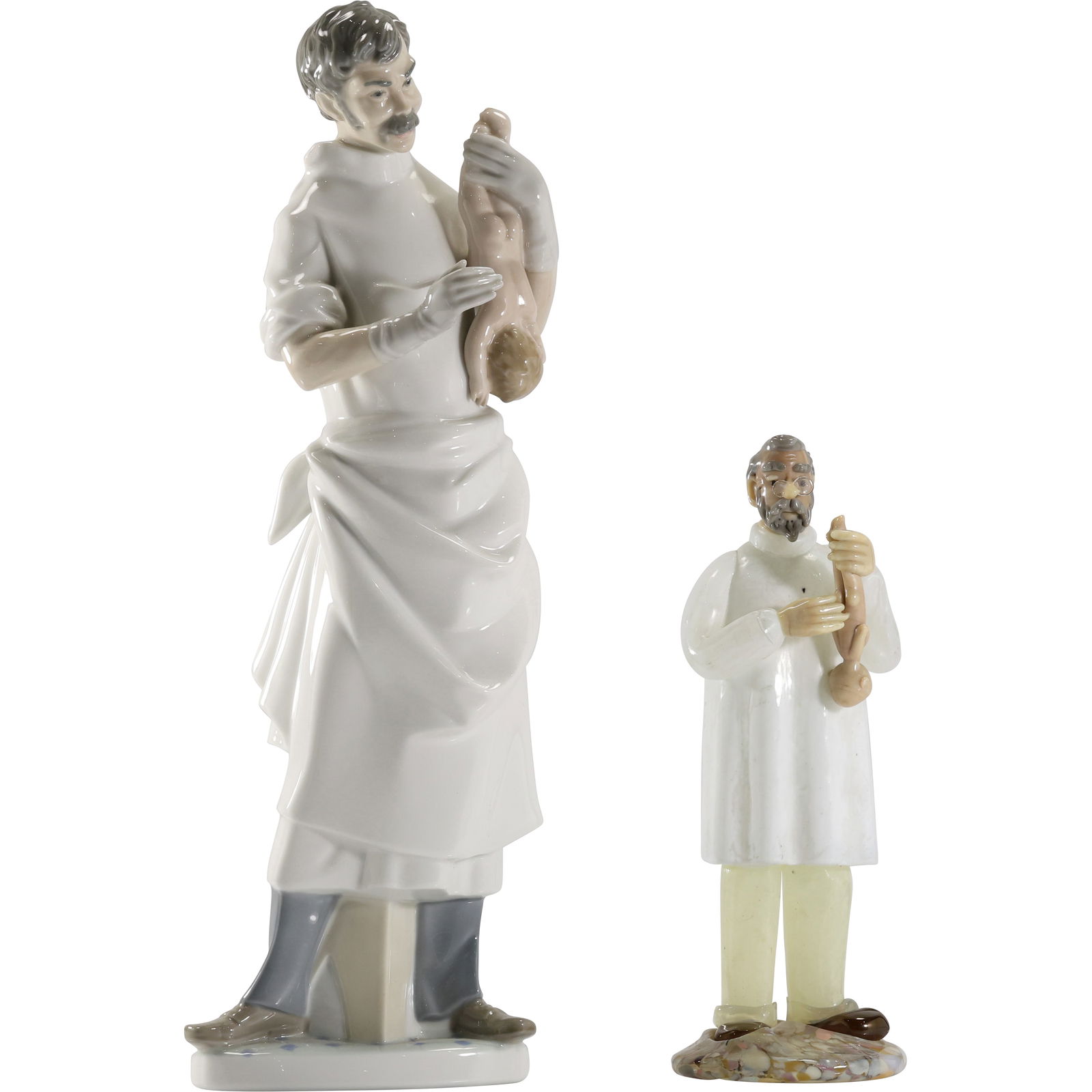 [2] LLADRO Fine Porcelain Doctor Holding Infant; Murano Art Glass Doctor Holding Infant (1 of 17)