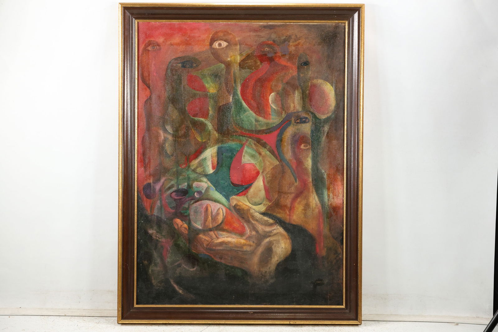 1930s Surrealism Oil on Canvas Painting, Hand, One-Eyed Figures - Sci-Fi, Framed (1 of 15)