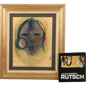 Alexander Rutsch (1918 - 1997 American], Mixed Media Portrait, Signed, With Book on Artist