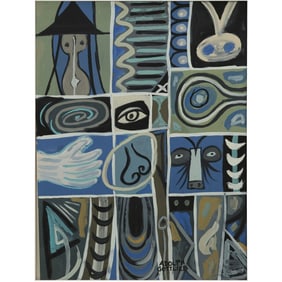 attributed to Adolph Gottlieb, bears signature, Gouache Painting, Modernism Shapes