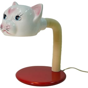 Vintage Retro Ceramic Cat Head Gooseneck Desk Lamp
