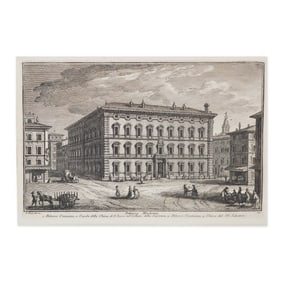 Antique 18th Century Etching by Giuseppe Vasi – Palazzo Pio in Rome