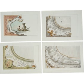 Set of 4 Architectural Prints – Italian Baroque & Rococo Decorative Ceilings