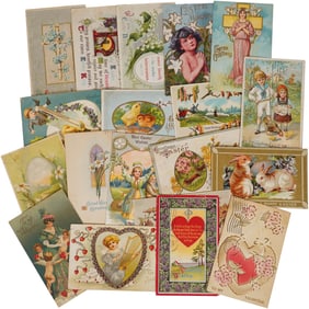 Lot of 18 Victorian / Vintage Easter & Valentines Day Postcards