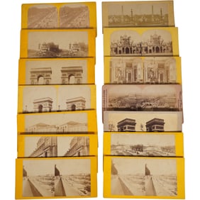 Lot of 14 Antique 1800s France Stereoviews – Paris Landmarks, Streets & Carriages