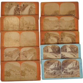 Lot of 10 Antique Pyrenees Stereoviews - Landscapes & Waterfalls