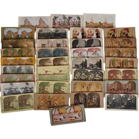 Lot of 33 Antique Colored Stereoviews – Scenic & Cultural Scenes