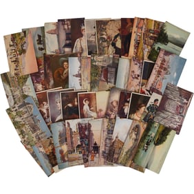 Lot of 47 Antique Raphael Tuck & Sons Postcards – 43 Unposted, Fine Art & Scenic Views