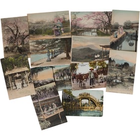 Lot of 12 Antique Hand-Colored Japan Postcards – Scenic Views, Culture & Daily Life