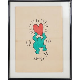 Attributed to: Keith Haring (1958 -1990) Stamps on Verso