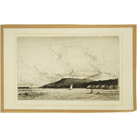Reginald Green (1884-1971) - Sailboats & Shoreline - Pencil Signed Etching