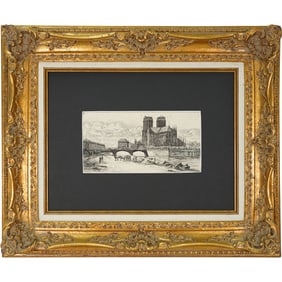 Antique Charles Meryon 'L'Abside de Notre-Dame de Paris' Signed in Plate Etching, Framed