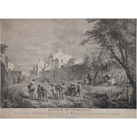 1731 Quentin Pierre Chedel after Watteau, Le Retour de Guinguette Engraving