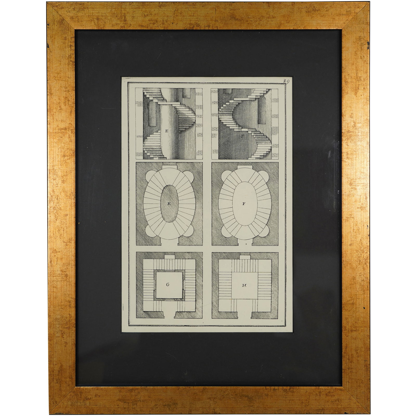 Framed Architectural Print of Spiral & Oval Staircases (1 of 6)