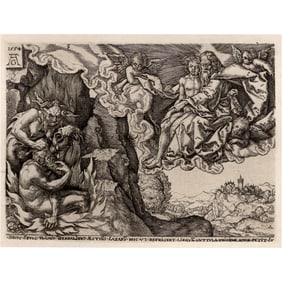 1870 Heinrich Aldegrever 'The Parable of the Rich Man and Lazarus' Engraving by Charles Amand-Durand