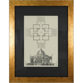 Framed Architectural Print - Palladian Plan & Elevation