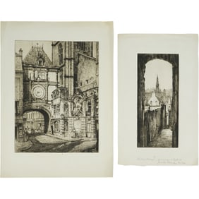 Reginald Green (1884–1971) - European Architectural Views - Lot of 2 Unsigned Etchings