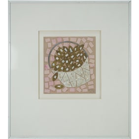 Suzie Coon Signed Mixed Media Collage "Bucket of Mussels" (1999)