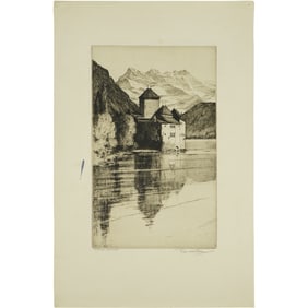 Reginald Green (1884–1971) - Château de Chillon, Switzerland - Pencil Signed Etching