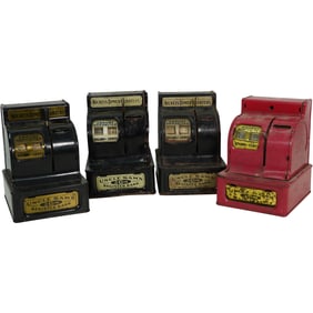 Vintage Lot of 4 Uncle Sam’s Register Banks – Mechanical Coin Counters