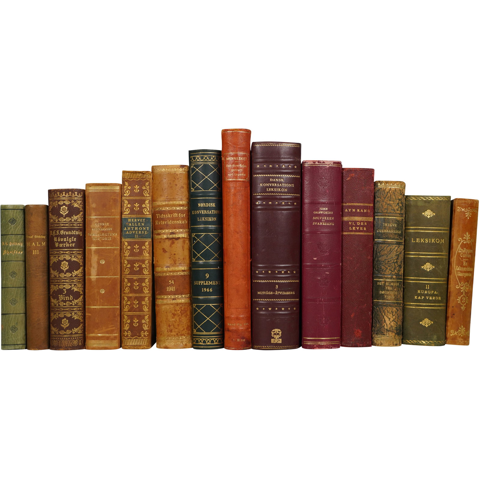 Antique Danish Book Lot Decorative Leather Bound & Vintage Hardcovers (1 of 12)