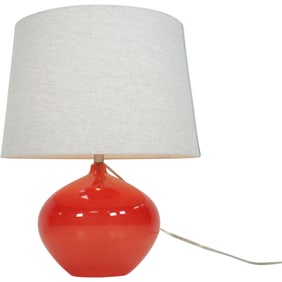 Mid-Century Modern Red Glass Table Lamp with Shade