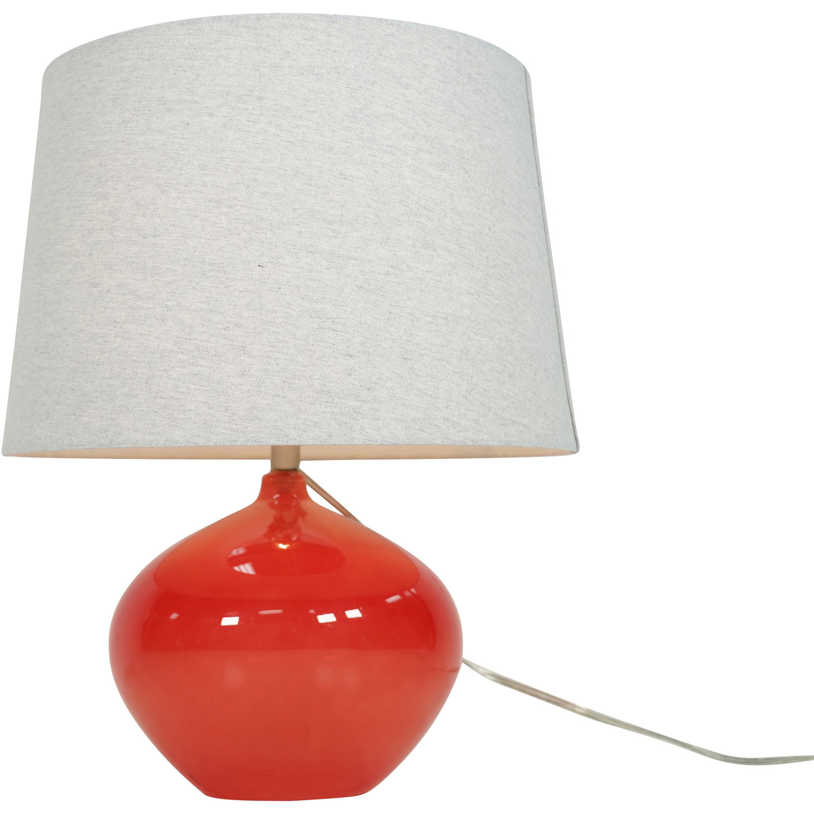 Mid-Century Modern Red Glass Table Lamp with Shade (1 of 11)