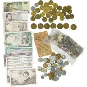 World Currency Collection – Foreign Banknotes & Coins Mixed Lot