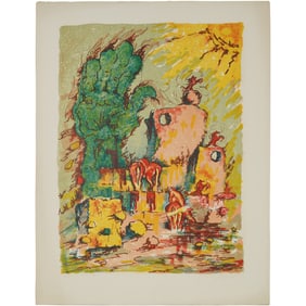 Grosman Signed Serigraph Colorful Abstract Surrealist Landscape