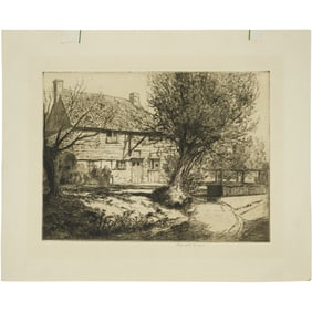 Reginald Green (1884–1971) - Country Homestead Scene - Pencil Signed Etching