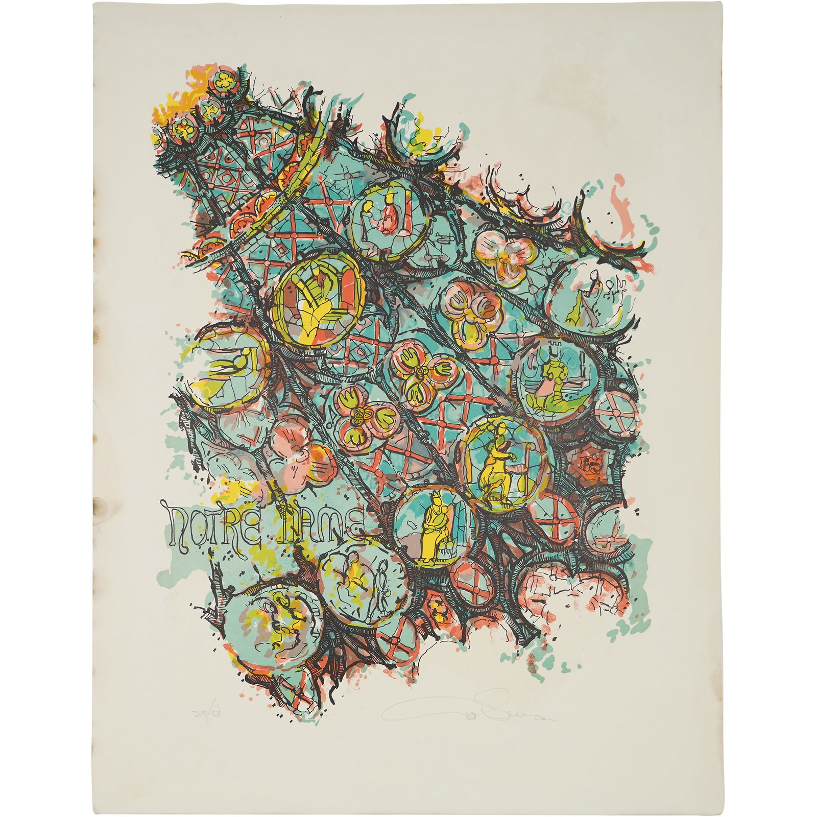 Pencil Signed Grosman Serigraph – Notre Dame Abstract Architectural Art (1 of 11)
