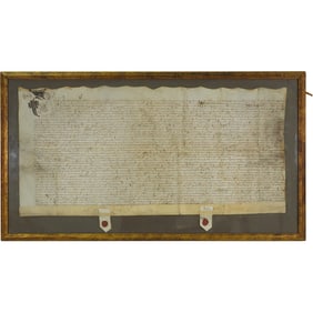 17th C. English Indenture - Signed and Sealed Deed Between William Semon and Roger S., Framed