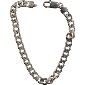Sterling Silver 16.2 grams Men's Cuban Curb Links Bracelet 8 in. x 3/8 in.