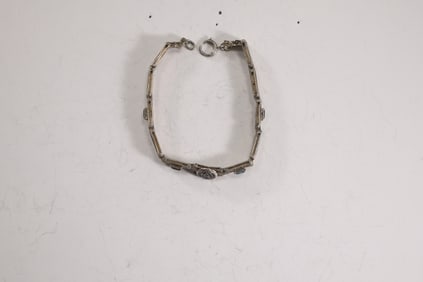 Sterling Silver 13.8 grams with Blue Topaz Stones Bracelet United Stated Air Corps 7 1/4 in. x 3/8 i