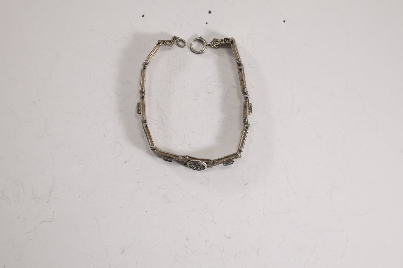 Sterling Silver 13.8 grams with Blue Topaz Stones Bracelet United Stated Air Corps 7 1/4 in. x 3/8 i (1 of 20)