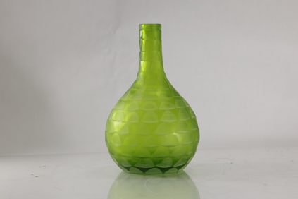 Battuto Green Art Glass Vase Designed by Carlo Scarpa 10 in. height x 6 in. wide