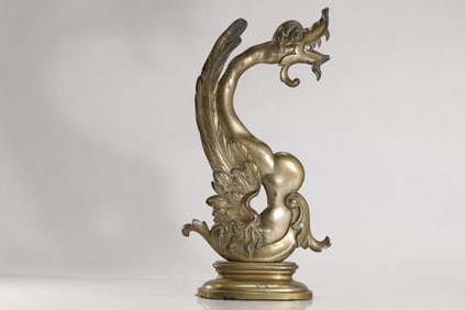 19th C. Bronze Dragon Figural Doorstop 15 in. height x 10 in. wide, good patina