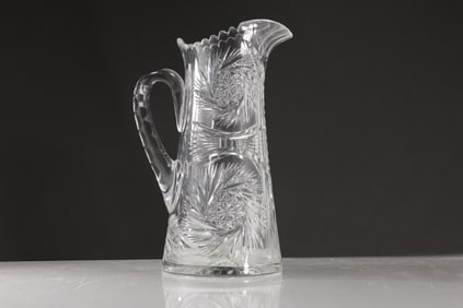 American Brilliant Crystal Cut Glass Water Pitcher 11 in. height x 6 in. wide
