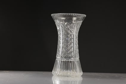 American Brilliant Crsytal Cut Glass Vase with Diamond Pattern 10.5 in. height x 7 in. wide
