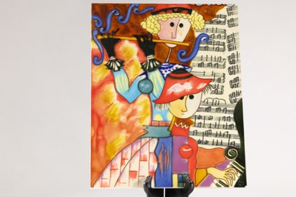 Musical Children Benaya By Innovation Hand Crafted Art On Tile 15 in. x 11 in.