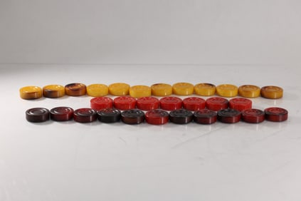 Circa 1920s Assorted Colors 30 Bakelite Game Tokens Chips