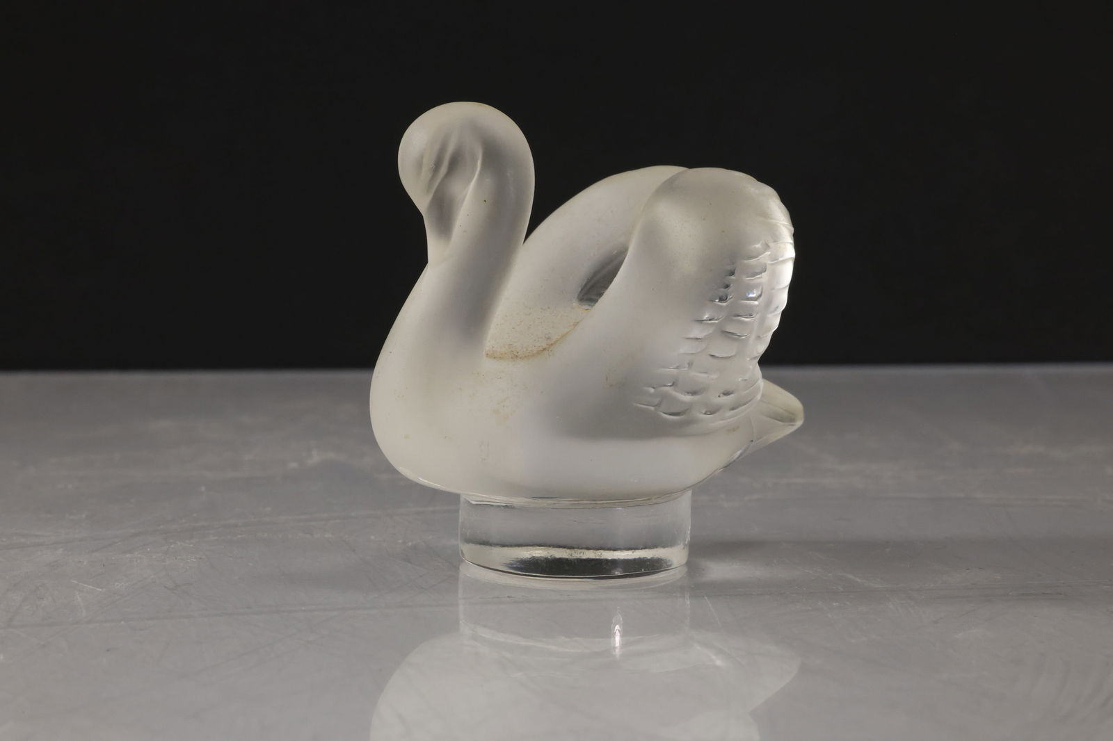 Signed LALIQUE FRANCE Satin Crystal Glass Swan Figural Paperweight 2 in. x 3 in. (1 of 20)