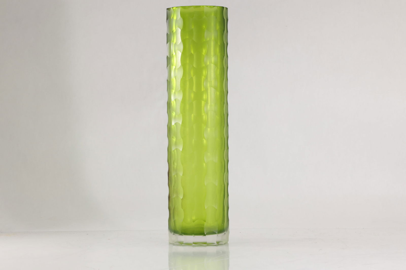 Tall Cylindrical Battuto Green Art Glass Vase Designed by Carlo Scarpa 12 in. height x 4 in. wide (1 of 20)