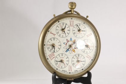 Nautical Vintage World Time Brass Desktop Clock Nautical World Time 12 in. diameter x 2 in.