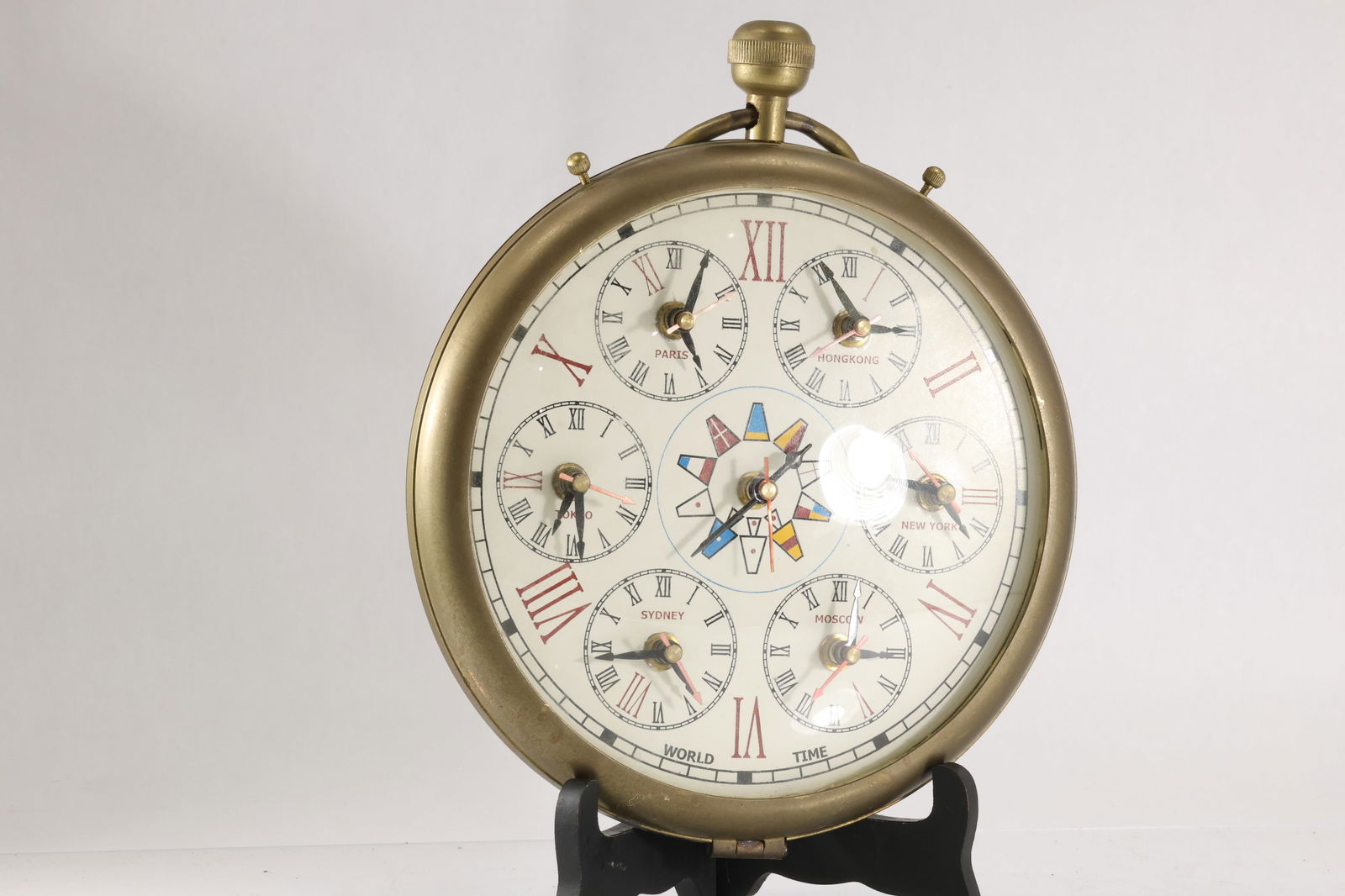 Nautical Vintage World Time Brass Desktop Clock Nautical World Time  12 in. diameter x 2 in. (1 of 20)