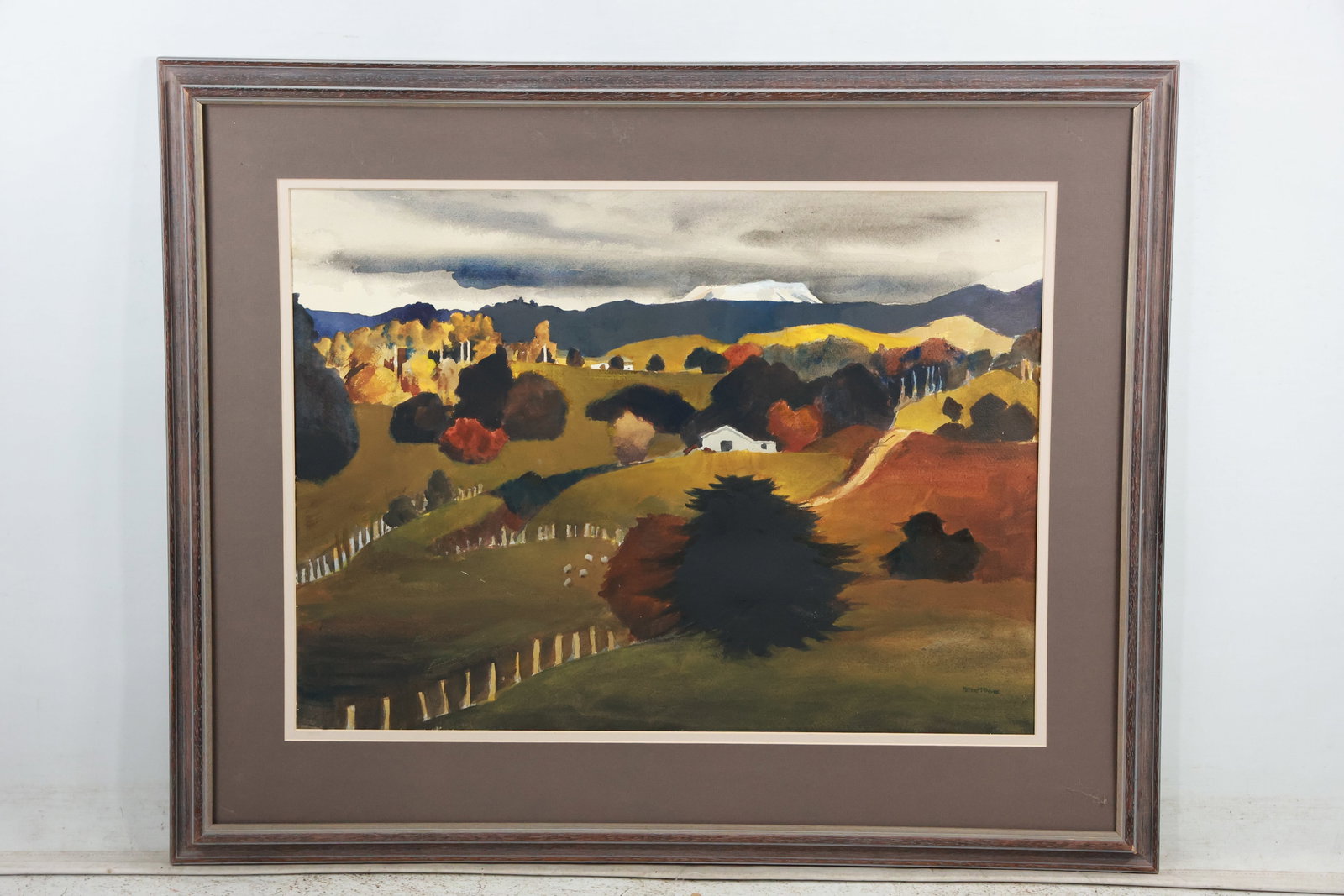 Peter McIntyre (1910 - 1995) New Zealand, Watercolor Painting Rolling Hills Landscape with Labels (1 of 19)